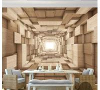 XLMING Túnel Tridimensional Creativo Con Vetas De Madera Extensión Espacial 3D Papel Pintado Lujo Casa Sala Decoración Estar Comedor Sofá Dormitorio TV Fondo de Pared-430cm×300cm