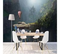 XLMING Valle Castillo Estatua De Piedra Globo De Aire Caliente Arte 3D Papel Pintado Tapiz Textura de Seda Oficina Comedor Sofá Dormitorio Sala Estar TV Fondo Pantalla-200cm×140cm