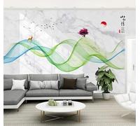 XLMING Verde Dibujo Lineal Alces Árboles Efecto Mármol 3D Papel Pintado Pared Premium Textura Seda Estudio Comedor Vinilos Dormitorio Sofás TV Cocina-400cm×280cm