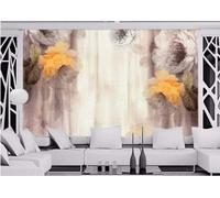 XLMING Vintage Acuarela Pintado A Mano Doodle Amarillo Peonía Flor 3D Papel Pintado Tapiz Textura de Seda Oficina Comedor Sofá Dormitorio Sala Estar TV Fondo Pantalla-300cm×210cm