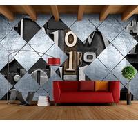 XLMING Vintage Cubic Geometric Art Estilo Industrial 3D Papel Pintado Lujo Casa Sala Decoración Estar Comedor Sofá Dormitorio TV Fondo de Pared-200cm×140cm