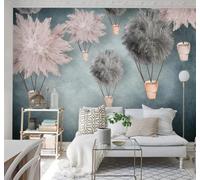 XLMING Vintage Tridimensional Plumas Globo Aerostático Individualidad 3D Papel Pintado Pared Premium Textura Seda Estudio Comedor Vinilos Dormitorio Sofás TV Cocina-350cm×256cm