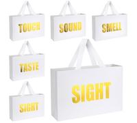 Xloey Five Senses - Bolsas de regalo para ella, bolsas de regalo para el día de San Valentín de 12.6 pulgadas con asas de cinta, bolsas de papel blanco de 5 sentidos con palabras, para el día de San