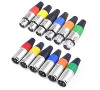 XLR conectores, conector de audio de 3 pines XLR de color Devinal, conectores de audio para micrófono, conector DMX, chapado en níquel, contactos plateados, tipo soldadura, 6 pares