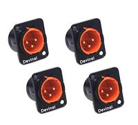 XLR macho de 3 pines, conector de montaje en panel de chasis Tamaño de la serie D, carcasa de metal negro adecuado para conector de estudio de audio con orificio de patrón de la serie D-4 piezas