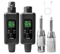 XLR Micrófono Transmisor Receptor, 2.4G Inalámbrico Micrófono Adaptador 1 a 1 Micrófono Inalámbrico para Micrófono Dinámico y de Condensador, Mezclador, Sistema PA, Altavoces