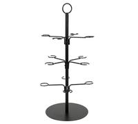 XLSBZ Bebidas Tower, soporte de metal para árbol de cóctel, árbol para servir cócteles, 12 copas de vino para cócteles, martini, champán (negro, 3 niveles)