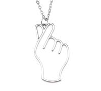 XLTEAM Collar Casual Colgante Collar Colgante Gesto de Amor Hueco para Mujer Joyería de Fiesta de Color Plateado Antiguo Regalo de cumpleaños
