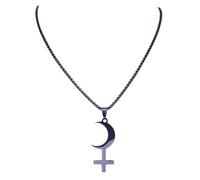 XLTEAM Collar Casual Colgante Lilith Media Luna Collar de Cruz Invertida Símbolo Astrológico Collares de Signos Joyería de Satán Cruz Invertida N3776 Joyería de Fiesta Regalo de cumpleaños