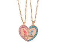 XLTEAM Collar Casual Colgante Moda Corazón Mariposa Collares Diamantes Imitación para Mujeres Mejores Amigos Moda Corazón Roto Costura Colgante BFF Joyería Fiesta Regalo Cumpleaños