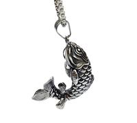 XLTEAM Collar Colgante Retro Lucky 3D Koi Fish Colgante Collar Joyero Entusiastas de la pesca hip-hop Carpa Cyprinidae DIY Collar de la amistad Regalo de cumpleaños