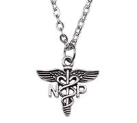 XLTEAM Collar Unisex Colgante Collar Colgante Símbolo Caduceo Médico para Mujer, Color Plateado Antiguo Vintage Simple, Np Regalos de Cumpleaños