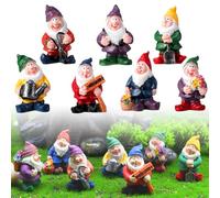 xlwen GNOME Figurines, 7 Piezas Dwarf Statue Garden Statue,Mini GNOME Figures,Interesting Artistic Decorations, Made of Resin, Used for Outdoor Decoration of Courtyards, Lawns, Tables and Gardens