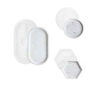 xlwen Molde de Resina de Bandeja de Bricolaje 3 Piezas Moldes Ovalados de Resina de Silicona,Moldes de Silicona de Resina para Posavasos para Platos para Posavasos,Ceniceros, Portavelas,Manualidade