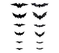 XLWLLNJ 24 Piezas Calcomanías Murales de Murciélago Halloween Decorativos Adhesivos Pared 3D Vinilo Pet Reutilizables DIY para Fiestas Dormitorio Baño Sala, 12 Piezas, Individual