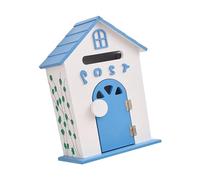 XLWLLNJ Buzón de Pared para Jardín, Buzón de Madera, 8.6 X 4.7 X 12.6 Pulgadas, Multifuncional, Decoración de Jardín, Buzón de Estilo Rústico, Azul