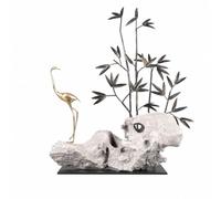 XLWLLNJ Escultura Decorativa de Roca con Base Estatua Figura de Mesa Adorno Moderno en Resina y Mármol Acabado Escultórico, 40cm X 20cm X 50cm, Roca De Imitación R, Resina + Cobre + Hierro Forjado