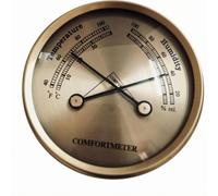 XLWLLNJ Higrómetro Analógico Redondo Medidor Ambiental de Interior Indicador de Temperatura Humedad Marcas Claras Agujas Dobles, Dorado, Termómetro Higrómetro De 70mm