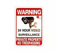 XLWLLNJ Letrero de Advertencia de Placa de Pared, TYLT2605274 Vigilancia Por Video Las 24 Horas, Propiedad Privada, Prohibido El Paso, 25.5 17.8 Cm