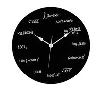 XLWLLNJ Reloj de Pared con Ecuaciones matemáticas, Reloj Redondo, Tablero Negro Decorativo de matemáticas, Reloj silencioso para Interior, Dormitorio,