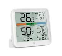 XLWLLNJ Reloj Higrómetro Digital para Interiores con Lector de Temperatura de Humedad Memoria de Máximos y Guía Visual de Bienestar Ambiental Apto para Hogar Oficina Cuarto Infantil Zona de Cultivo
