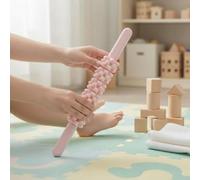 XLWLLNJ Rodillo de Masaje Infantil Rodillo Rodillo de Masaje Masajeador Rodillo Sensorial de Silicona Resistente y sin Olor Diseñado para Entrenamiento, Blanco Y Verde, Mango Plano De Seis Bolas