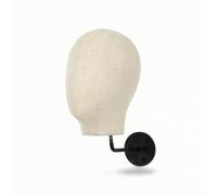 XLWLLNJ Soporte de Sombreros de Pared Exhibidor Maniquí de Cabeza Porta Pelucas Brazo de Hierro con Saliente de 15 Cm y , 米色麻布头可插针+黑杆15cm , Style to 1