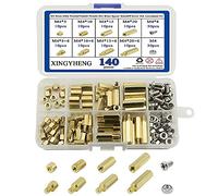 XLX 140 piezas M4 latón macho/hembra-hembra hexagonal latón espaciador Standoff tuerca surtido Kit bricolaje y acero inoxidable tornillo tuerca Set (latón M4)