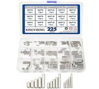 XLX 225 piezas 15 tipos M2 M3 M4 304 acero inoxidable localizable Dowel Pins surtido (redondo recto Pin fijo juego con una caja de almacenamiento)