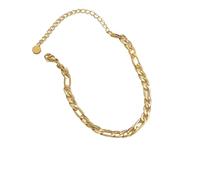 XLXKGPGKMK Conjunto de Pulsera Personalizada Simple y versátil con Cadena Desnuda Lisa Que no se desvanece for Mujer(Figaro Chain)