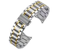 XLXKGPGKMK Correa de Acero Inoxidable Que reemplaza la Correa metálica Ajustable for Hombres y Mujeres(Silver and Gold,22mm)