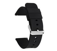 XLXKGPGKMK Correa de liberación rápida for hombre y mujer, 18 mm, 19, 20, 21, 22, silicona, goma suave, ajustable, repuesto(Black (silver buckle),18mm)
