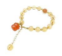 XLXKGPGKMK Pulsera curativa de riqueza cristal amarillo ágata 8 mm for mujer con caja regalo adecuada for regalar a amigos