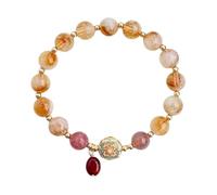 XLXKGPGKMK Pulsera de citrino natural con diseño elástico que cura la riqueza las mujeres adecuada como regalo for amigas