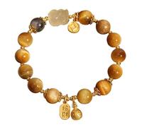 XLXKGPGKMK Pulsera de riqueza elástica cristal amarillo natural 8/10 mm for regalos amigos(Gold8mm)