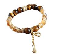 XLXKGPGKMK Pulsera elástica de cristal amarillo natural 10 mm adecuada for meditación, yoga, psicoterapia y energía positiva(Gold10mm)