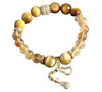 XLXKGPGKMK Pulsera elástica de cristal amarillo natural 10 mm adecuada for meditación, yoga, psicoterapia y energía positiva(Yellow10mm)