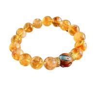 XLXKGPGKMK Pulsera estilo Maillard de cristal amarillo Natural Vintage 10mm for curar y atraer regalos riqueza