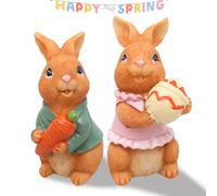 XLZJYIJ 2 Piezas Mini Conejo De Pascua, Conejito de Pascua, Miniatura Resina Figura de Conejo, Conejo De Pascua Cake Topper para La Decoración De Fiestas
