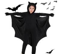 XLZJYIJ Disfraz de Murciélago para Niños, Disfraz de Alas de Murciélago Negro con Guantes, Capa de Murciélago para Niños, Vampire Bat Disfraz para Carnaval Fiesta de Cosplay Halloween