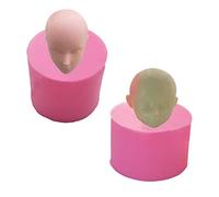 XLZSP 2 moldes de silicona con cabeza de muñeca en 3D, para fondant, para tartas hechas a mano, para chocolate, gelatina, pudín, arcilla polimérica, yeso