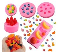 XLZSP Juego de 5 moldes de frutas (piña, silicona) para decoración de pasteles, cupcakes, jabón, cera, incrustaciones de velas, moldes de gomitas, grado alimenticio, resistente al calor, reutilizable,