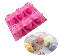 XLZSP Moldes de silicona para fondant de 6 cavidades con diseño de ratones hechos a mano para velas de jabón, pudín, chocolate, galletas, azúcar, molde para decoración de tartas