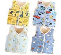 XM-Amigo 2 Stück Jungen Frühling Herbst Winter Puffy Coral SAMT Baby Junge Warme Weste Ärmellose Dicke Strickjacke Top Schulter Jacken Einfarbig(1-6Jahre), Junge 01, 2-3 Años