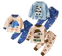 XM-Amigo 3 Juego de Pijamas de algodón de Dibujos Animados para niños Pijama de algodón para bebés Ropa Interior de Cuatro Estaciones Juego para niños (tamaño de la Etiqueta:80/55) 12-18 Meses