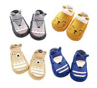 XM-Amigo 4 pares de pantuflas antideslizantes para bebés y niñas, Azul Set01, 6-12 meses