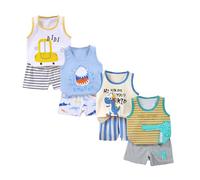 XM-Amigo 8 Piezas/4 Conjuntos Conjuntos Top y Pantalones Cortos para Bebés Niños Chalecos/Camisetas sin Mangas Tallas 3-9 Meses(Etiqueta: 50/73) Verano