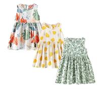 XM-Amigo Vestido de verano para niñas pequeñas con flores de fresa, sin mangas, adorables vestidos de niña de flores, vestido de niña de flores, vestido casual 6 meses - 10 años, 5-6 años