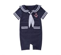 XM Nyan May's Baby Boys Boys Sailor Stripe Romper Marine Marina Marina Outfit Outfit 3-6 meses