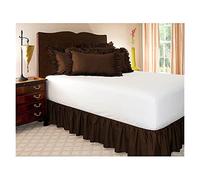 XMAIYIF Cubre Somier Envolver Alrededor de la Cama Falda Elástica Bed Ruffles Fácil Fit Easy Off Dade Resistant Solid Color Bed Faldas Calidad del Hotel Difusión de Tela(Chocolate,200x150cm)